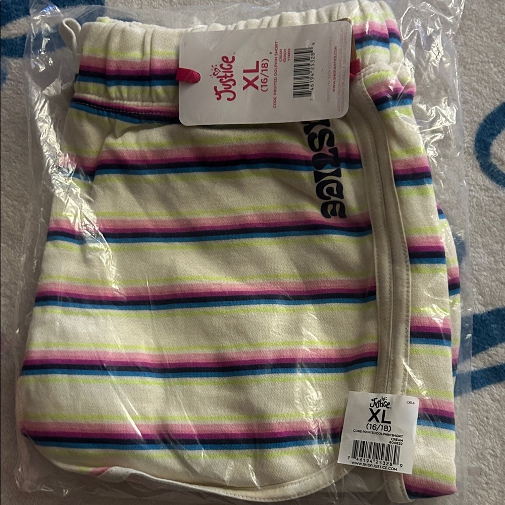 Justice Multicolor Striped Kids dolphin shorts